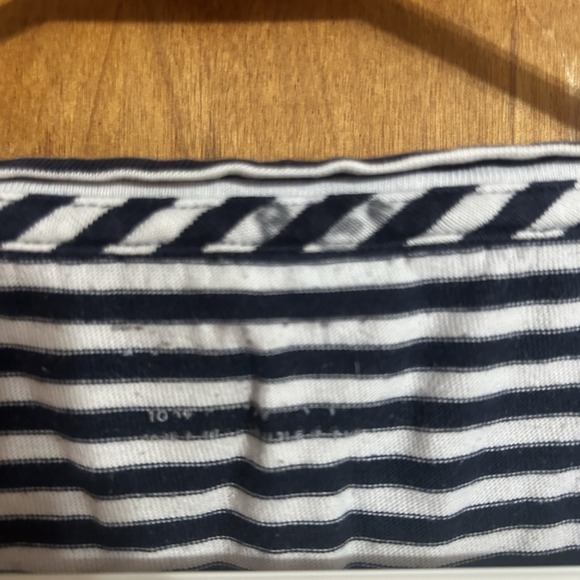 Talbots Authentic Tee Womens M/L Navy White Stripe Floral Embroidered Shirt - Picture 4 of 6